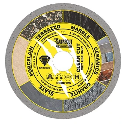 Image of 1 x SabreCut SCDC125 125mm (5&quot;) 7mm 22.23mm Bore Continuous Rim Diamond Angle Grinder Circular Saw Blade Compatible with Bosch Dewalt Makita Milwaukee and Many Others