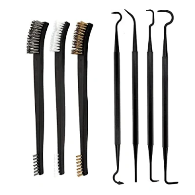 Image of Tiardey 7Pcs Mini Wire Brush &amp; Pick Kit, Double Ended Brass Copper Nylon Steel and Ploymer Metal Picks for Cleaning Welding Slag Rust