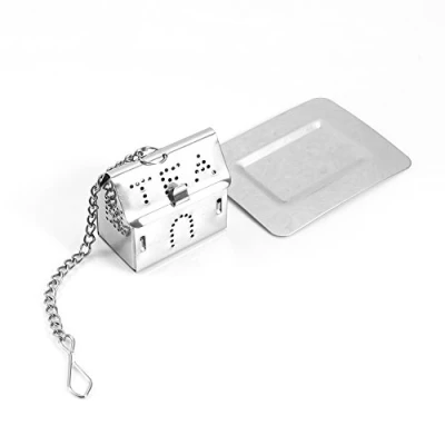 Image of Keenso tea Strainer, Food Grade 8/20 stainless steel loose leaf infuser cute animal shape herbal spice ball strainer with long chain hook for and seasoning