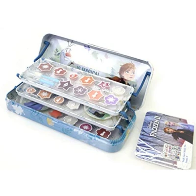 Image of Markwins Disney Frozen Triple Layer Beauty Tin Makeup Set for Kids Fashion 3 Tier Colour Collection with Girls and Accessories Gift