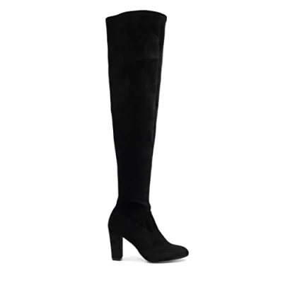 Image of Dune London Womens SAMIRA Stretch Over The Knee Boots Black Micro Fibre Size UK 7