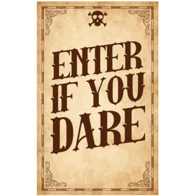 Image of PARTYRAMA.CO.UK Enter If You Dare Skull Halloween PVC Party Sign Decoration 25cm x 41cm