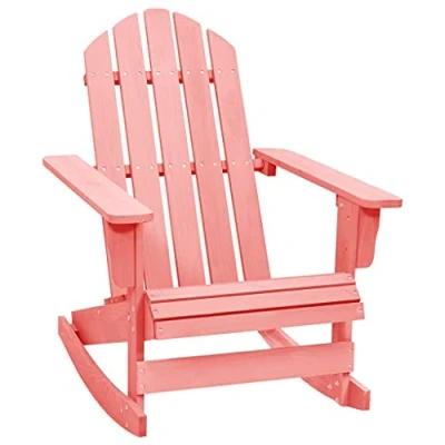 Image of vidaXL Garden Adirondack Rocking Chair Modern Design Solid Fir Wood Construction Comfortable Pink Suitable for Indoor and Outdoor use.