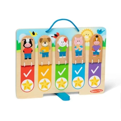 Image of Melissa &amp; Doug Wooden My Daily Day and Night Routines Chart for Boys Girls 3+