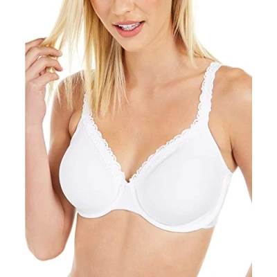 Image of Bali Women&#039;s Lace and Smooth Underwire Bra, White, 34DD