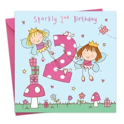 Image of Twizler 2nd Birthday Card Girl Fairy Princess Age 2 Girls Happy Year Old Childrens Cards