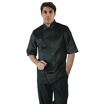 Image of Whites Chefs Clothing A439 S Vegas Chef Jacket, Short Sleeve, Black, Size
