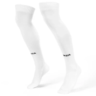 Image of FORZA Classic Football Socks [9 Colours] Knee High with Reinforced Heel &amp; Toe Available in Sizes XS XL (S/M (UK 4 7), White)