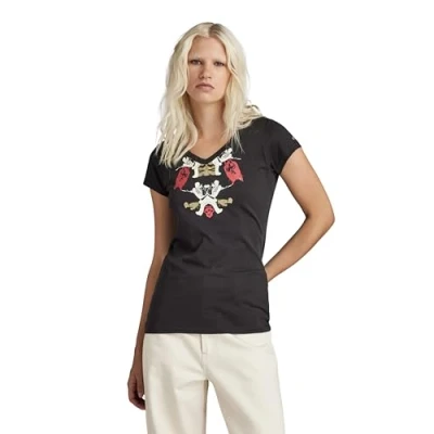 Image of G STAR Women&#039;s Look Book Graphic Slim T Shirt, Black (Dk D24671 4107 6484), M