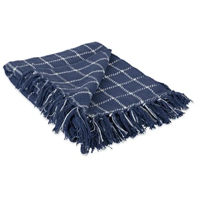 Image of DII Checked Plaid Woven Throw, Cotton, French Blue, 50x60