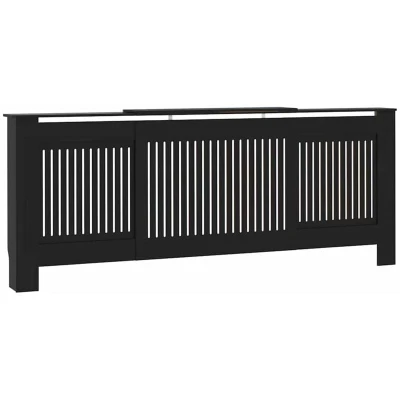 Image of vidaXL MDF Radiator Cover Black 205 cm