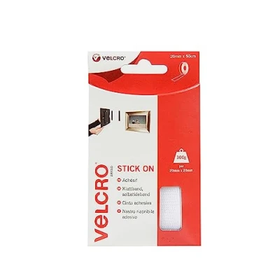 Image of VELCRO Brand VEL EC60224 Stick On White, Hook and Loop Tape Self Roll 20mm x 50cm. Cut to Length Strong Secure Adhesive Strips. Perfect Home, Office Garage Fasteners Solution