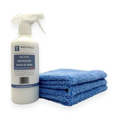 Image of Waterless Car Wash &amp; Wax Kit Dual Pile Microfibres, Detailing, Streak Free, Easy to Use, Quick, Safe Cleaning, Valeting, Professional…