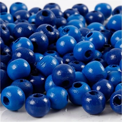 Image of Creativ 100263 Wooden Beads, D: 8 mm, Blue, 15g, Approx. 100 pc