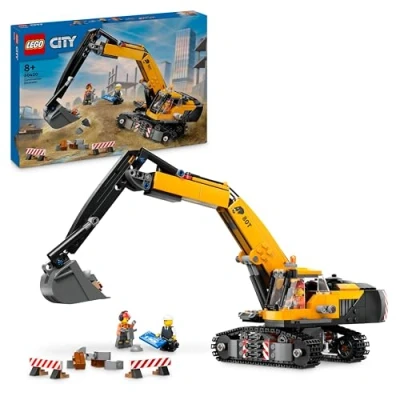 Image of LEGO City Yellow Construction Excavator Toy Digger for 8 Plus Year Old Boys, Girls &amp; Kids, Vehicle Set with Driver, Worker and Architect Minifigures Fun Role Play, Birthday Gift Idea 60420