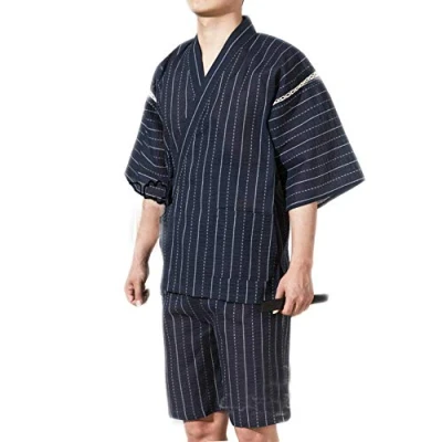 Image of Jinbei Men&#039;s Japanese Style Dressing Gown Kimono Pajamas Suit Size XL A03