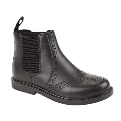 Image of Roamers Boys Brogue Leather School Boots/Chelsea Boots/Ankle Boots Black 11 UK Child