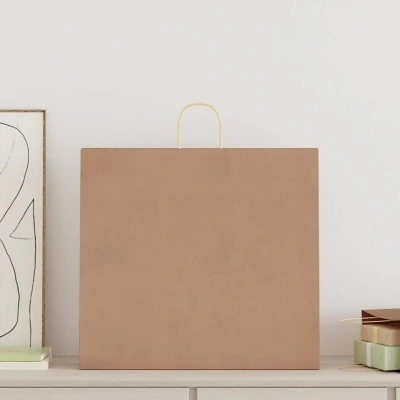 Image of vidaXL Paper Bags 250 pcs with Handles Brown 54x15x49 cm