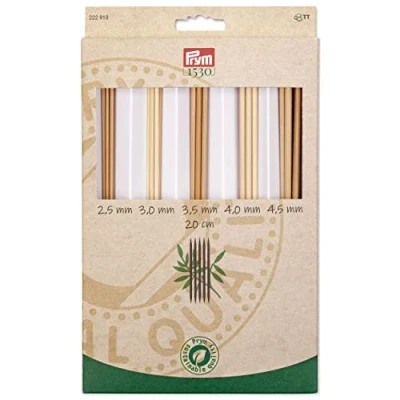 Image of Prym 1530 Double Pointed (2.50 4.50mm) Bamboo Needle Set 1 Unit
