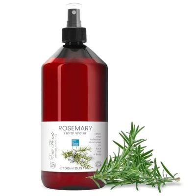 Image of bleu &amp; marine Bretania Rosemary Floral Water Hydrosol Natural Mouthwash Body Moisturizer Hair Growth Stimulator Facial Toner Skin Irritation Calmer, 1 l Pack of
