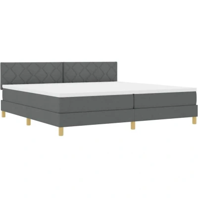 Image of vidaXL Box Spring Bed with Mattress &amp; LED Dark Grey 200x200 cm Fabric