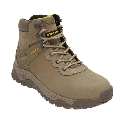 Image of Stanley Lithgow Men&#039;s Nubuck Leather, Heat Resistant, Steel Safety Toe, Midsole Plate Work Boot, Stone UK9