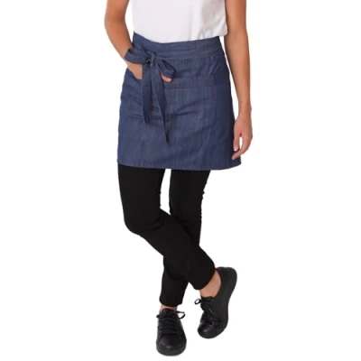 Image of Dennys Unisex Adult Denim Contrast Pocket Waist Apron (One Size) (Dark Blue)