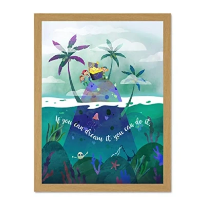 Image of Wee Blue Coo Pirates Treasure Dream It Large Framed Art Print Poster Wall Decor 18x24 inch