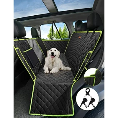 Image of nzonpet 4 in 1 Dog Car Seat Cover, 100% Waterproof Scratchproof Hammock with Big Mesh Window, Durable Nonslip Pets Back Cover Protector for Cars Trucks SUVs Green