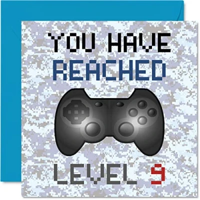 Image of 9th Gamer Birthday Card You Have Reached Level 9 Boys Cards, Kids Games Age Nine Ninth Greeting Video Game Gaming Daughter Son Nephew Niece Grandson 145mm x