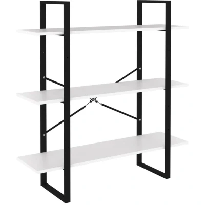Image of vidaXL White Engineered Wood Freestanding Book Cabinet Modern Design with 3 Shelves for Living Room and Office