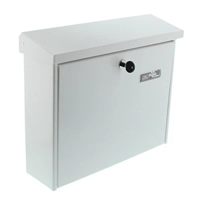 Image of Burg Wächter Letter Box with Opening Stop, A4 Format, Galvanised Steel, Journal 5867 W, White