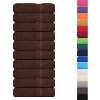 Image of vidaXL Hand Towels 10 pcs Brown 50x100 cm 360 gsm 100% Cotton