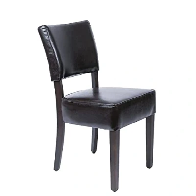 Image of Bolero Chunky Faux Leather Chairs Dark Brown Pack of 2 for Better Experience