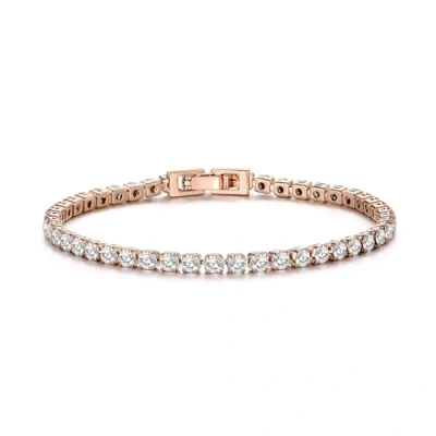 Image of Philip Jones Rose Gold Plated 3mm Tennis Bracelet Created with Zircondia® Crystals