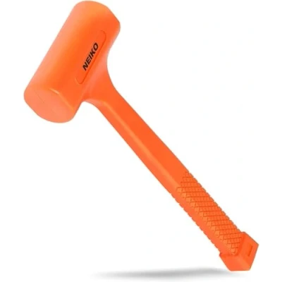 Image of Neiko 02848A 3 LB Dead Blow Hammer, Neon Orange Unibody Molded Checkered Grip Spark and Rebound Resistant