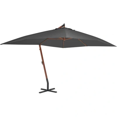 Image of vidaXL Cantilever Garden Parasol with Wooden Pole 400x300 cm Anthracite
