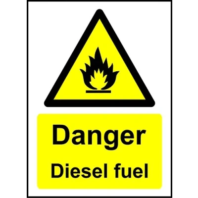 Image of Danger Diesel Fuel Safety Sign Self Adhesive Sticker 100mm x 75mm