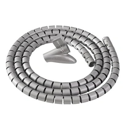 Image of Fellowes Cable Zip Tidy Tube Management Sleeve 2 Metre Length, 2cm Diameter Silver