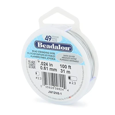 Image of Beadalon 0.61 mm Diameter 31 m Reel 49 Strand Wire, Satin Silver
