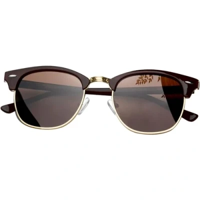 Image of KANASTAL Brown Sunglasses Womens Mens Polarised Semi Rimless Half Frame Retro Horn Rimmed Ladies UV Protection Gold