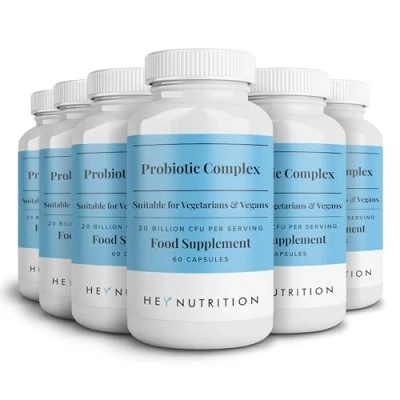 Image of Hey Nutrition Probiotic Complex Supplement 20 Billion CFU Suitable for Vegetarians &amp; Vegans Supports Gut Skin Health, Improves Immune Response UK Manufactured 6 Pack 360 Vegan Capsules
