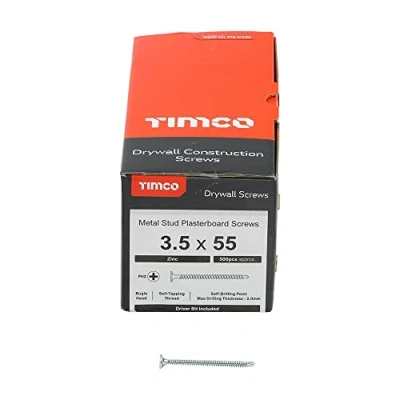 Image of TIMCO BZP PH2 Philips Self Drilling Drywall Screws 3.5 x 55 Zinc Box of 500