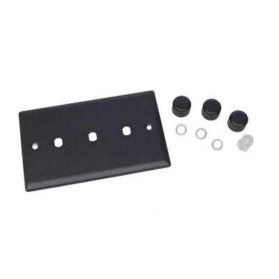Image of Varilight WYD3.MB Urban Matt Black 3 Gang Dimmer Plate Only + Knobs