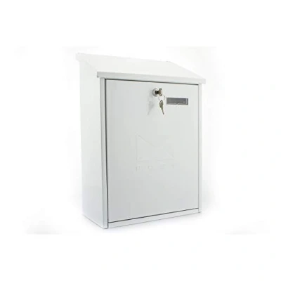 Image of Burg Wachter MB04 White Grand Wall Mounted Galvanised Steel Lockable Weatherproof Post Box 33x45x15cm