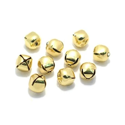 Image of 10 x 12mm First Steps ® Small Jingle Bells Gold or Silver Decoration Charm Dancing Metal (Gold 10)