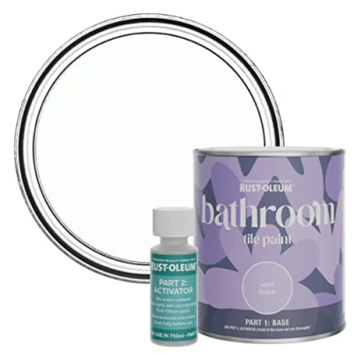 Image of Rust Oleum White Water Resistant Bathroom Tile Paint in Matt Finish Moonstone 750ml