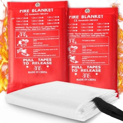 Image of DUNSOO 2 Pack Fire Blanket, 1m x Blanket for Kitchen, Fiberglass Flame Retardant Emergency Home, School, Caravan Car, Outdoor and Office