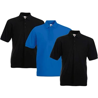 Image of Fruit of the Loom Men&#039;s Polo Shirt (Pack 3), 2schwarz1royal, 3XL
