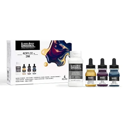 Image of Liquitex Professional Acrylic Ink, Set of 3 x 30 ml Deep Colours and 1 118 Pouring Technique Medium